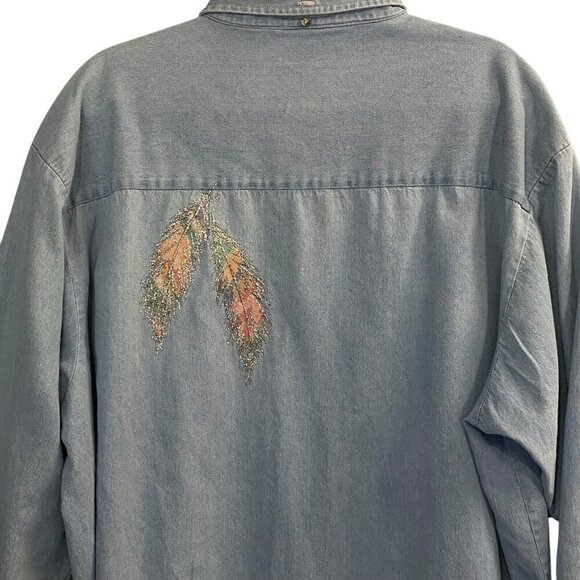 Scottsdale Images Appliqued Handpainted Denim Shirt Size XXL Blue Unique 32-8 - Picture 5 of 15